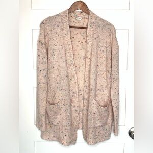 Hem & Thread Women’s Speckled Pink/Peach Cardigan Sweater Size Large